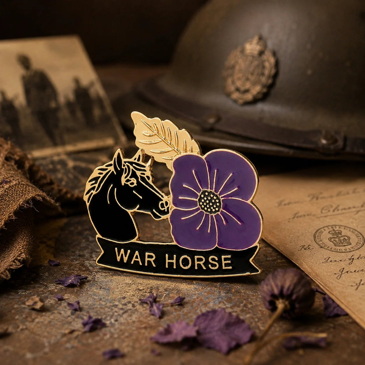 🎁 Limited Edition WarHorse Purple Poppy 1llthAnniversaryRemembrance Brooch