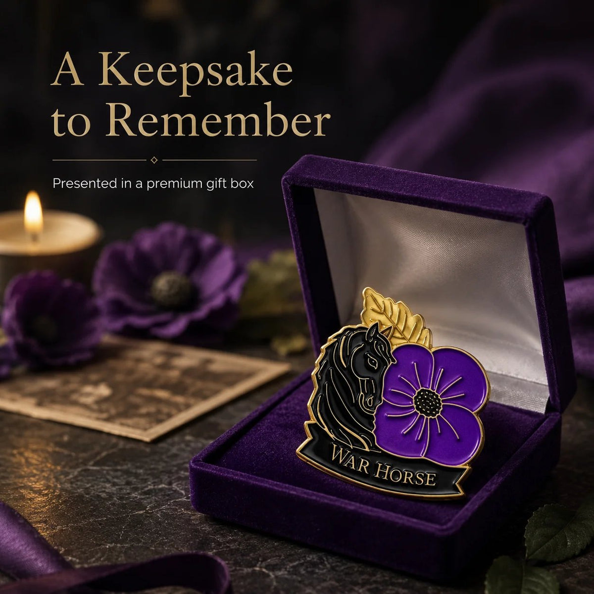 🎁 Limited Edition WarHorse Purple Poppy 1llthAnniversaryRemembrance Brooch