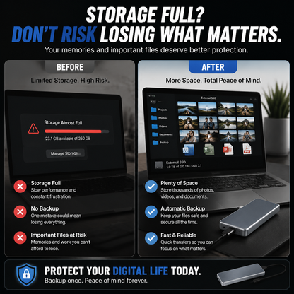 🚀 Portable External SSD Backup Drive – High-Speed Storage For Photos, Videos & Files