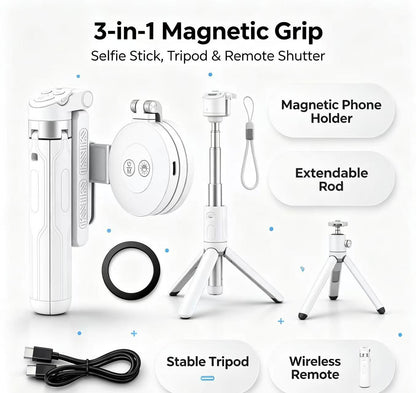📸LAST DAY 32% OFF-Zoomable Magnetic Palm Grip | Selfie Stick & Tripod