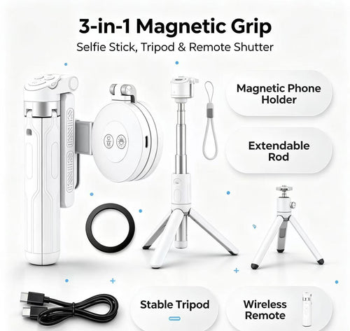 📸LAST DAY 32% OFF-Zoomable Magnetic Palm Grip | Selfie Stick & Tripod