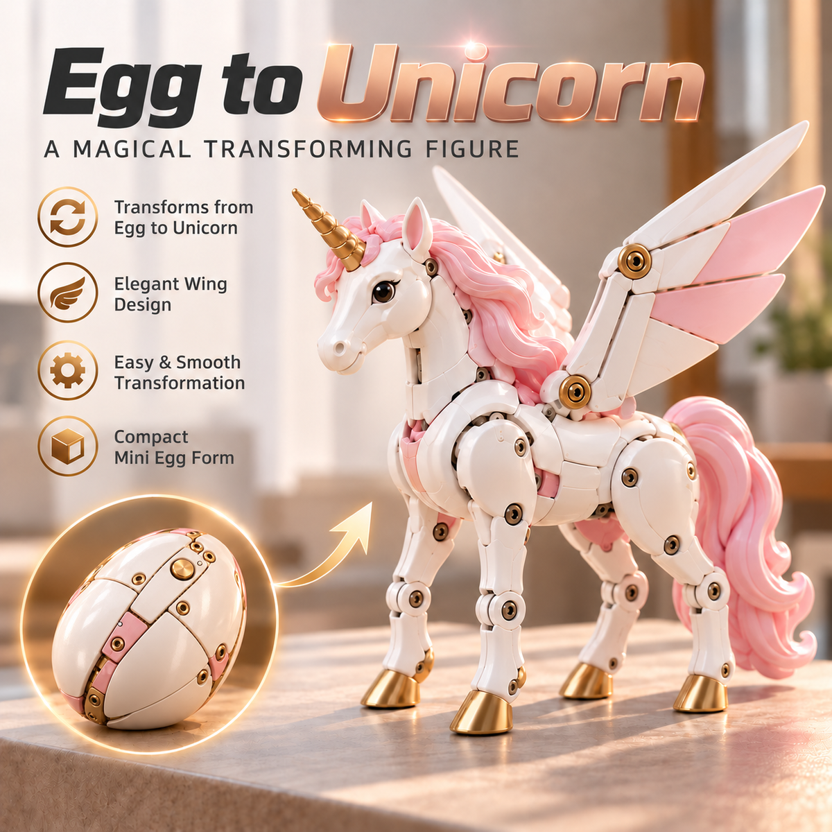 2 in 1 Transforming Mechanical Unicorn Egg