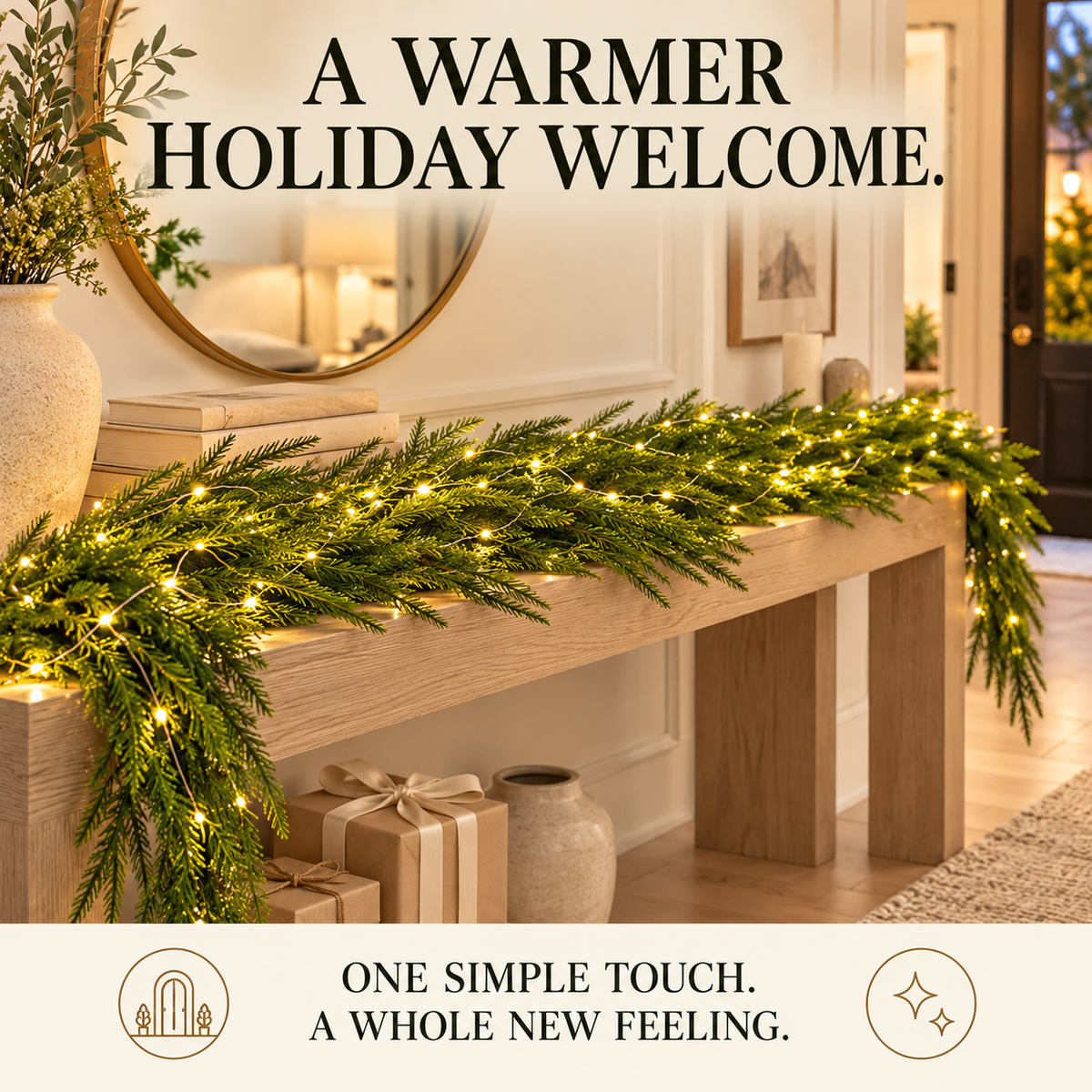 🎄 9FT Evergreen Christmas Garland | Lush Holiday Greenery for Mantels, Staircases & Entryways