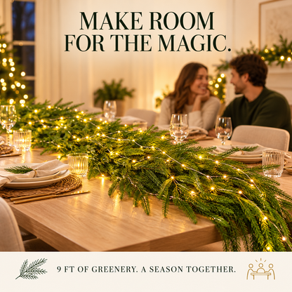 🎄 9FT Evergreen Christmas Garland | Lush Holiday Greenery for Mantels, Staircases & Entryways