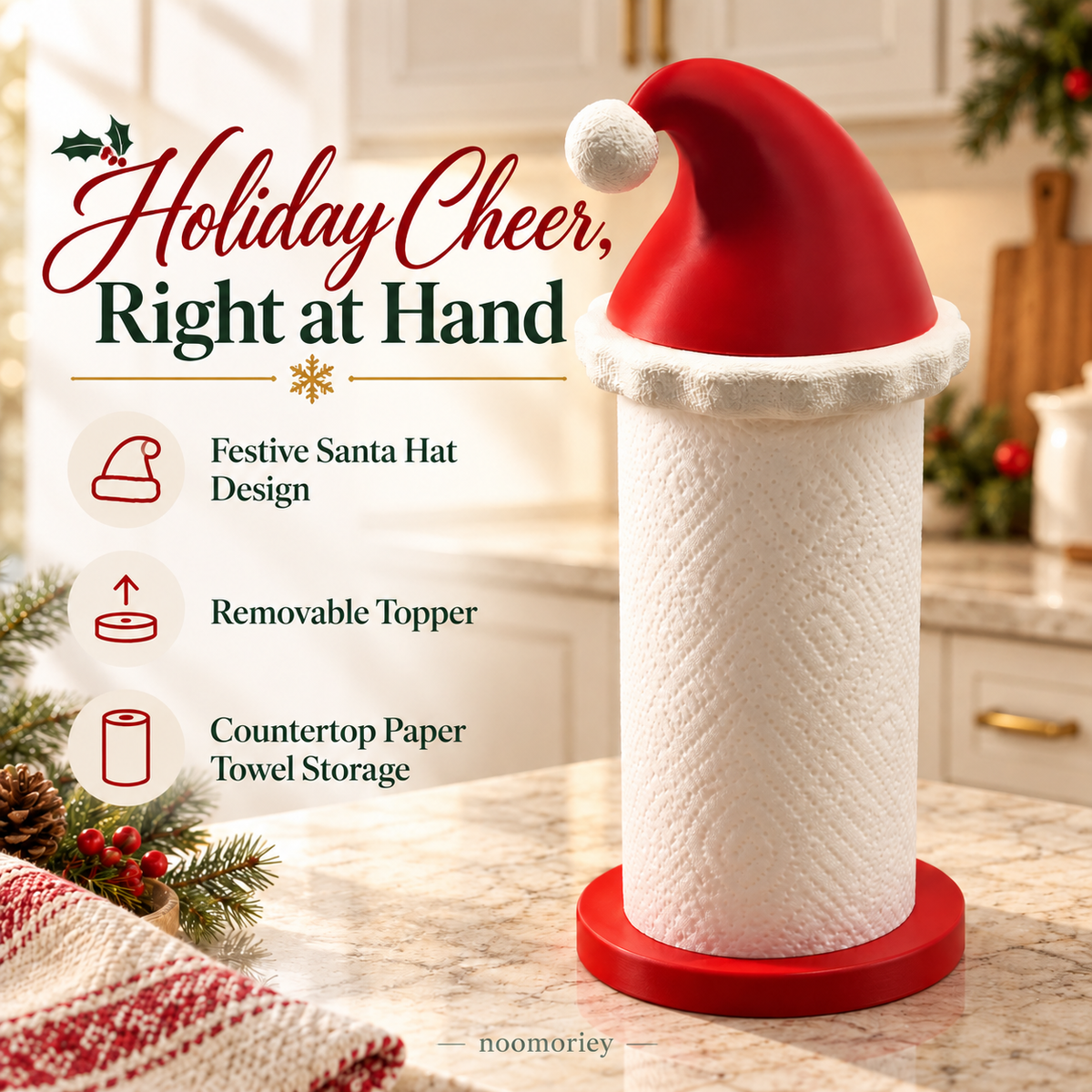 50% OFF🎅🎄 Santa Hat Paper Towel Holder – Festive Christmas Kitchen Decor 🎁