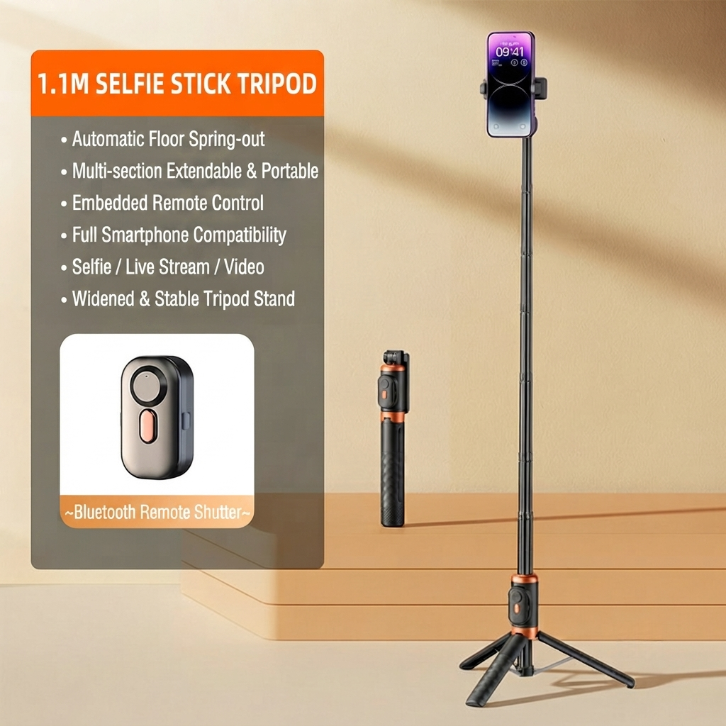 📱 SmartSelfie Stick & Tripod – Wireless Remote, Stable Stand, Creator Kit for iPhone & Android ✈️