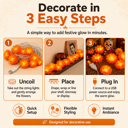 🌼USB Charging Lighted Marigold Garland