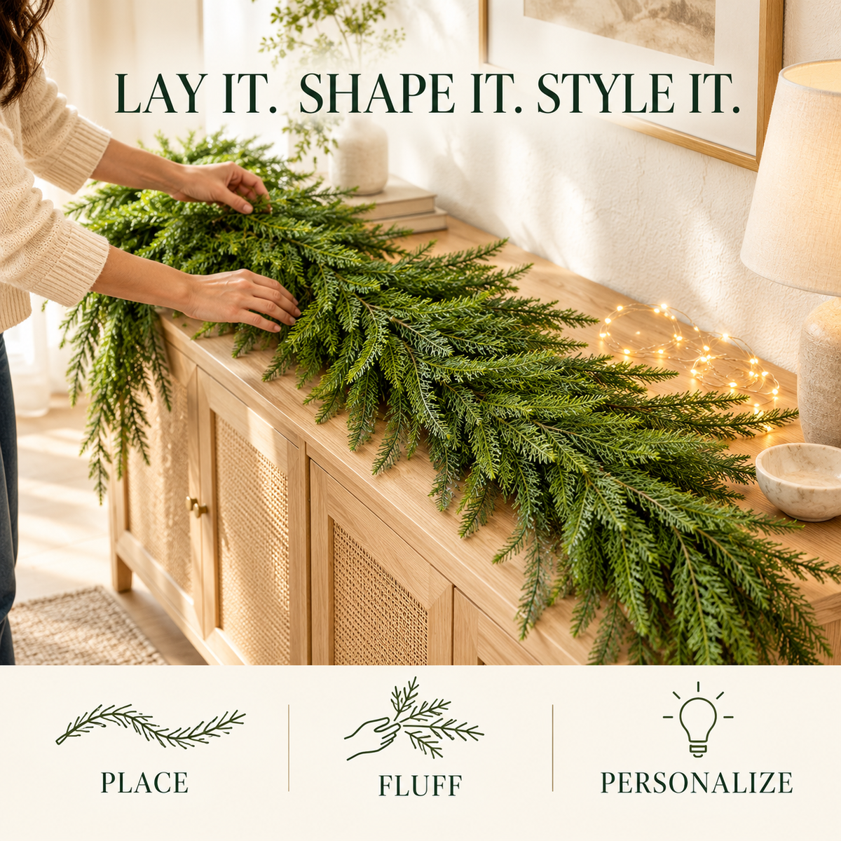 🎄 9FT Evergreen Christmas Garland | Lush Holiday Greenery for Mantels, Staircases & Entryways