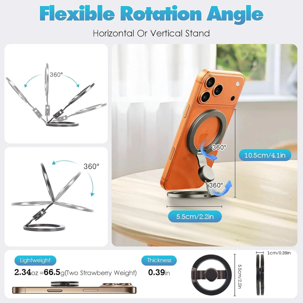 🧲 2-in-1 Magnetic Phone Stand & Fidget Spinner – Foldable, 360° Rotation
