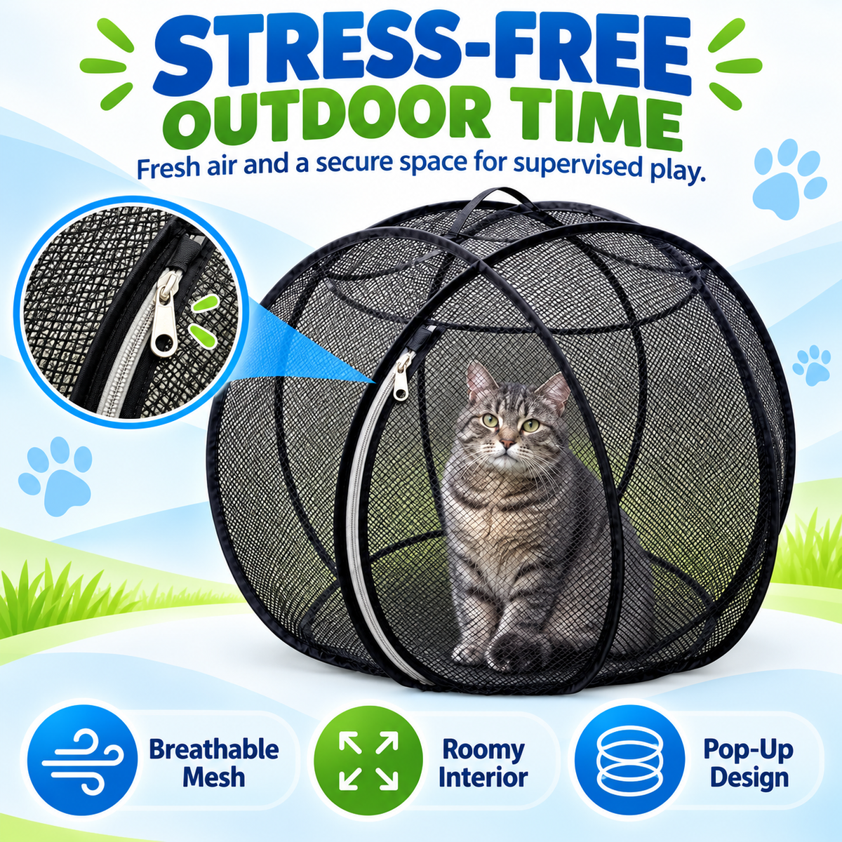 🐱 Pop-Up Cat Playpen 🌿 Fresh Air, Safe Space, Happy Cat