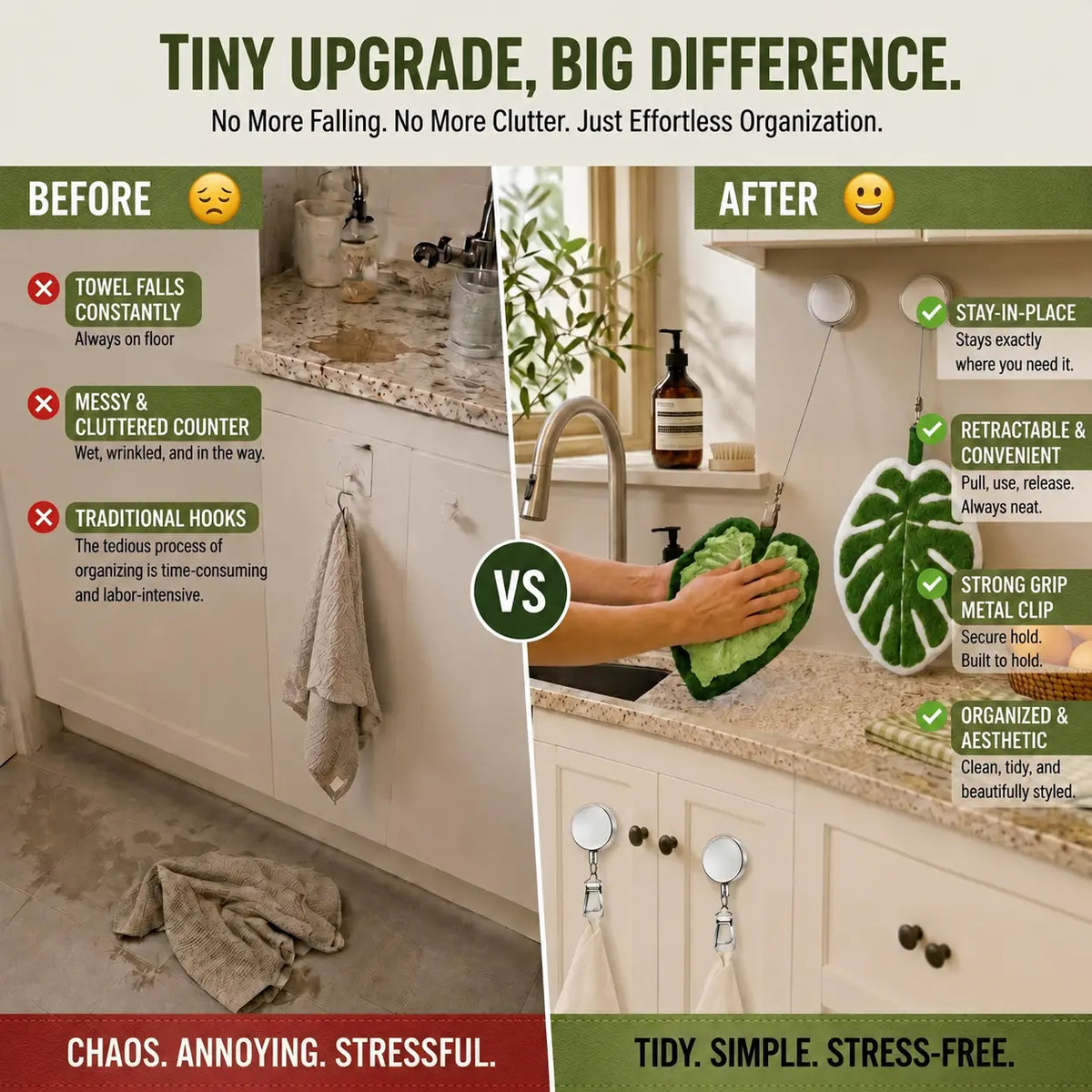 ✨ Retractable Towel Clip – Self-Adhesive & No Drill