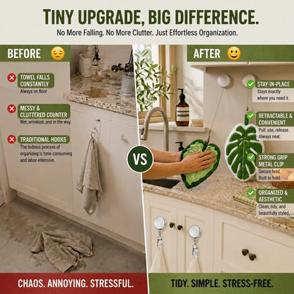✨ Retractable Towel Clip – Self-Adhesive & No Drill