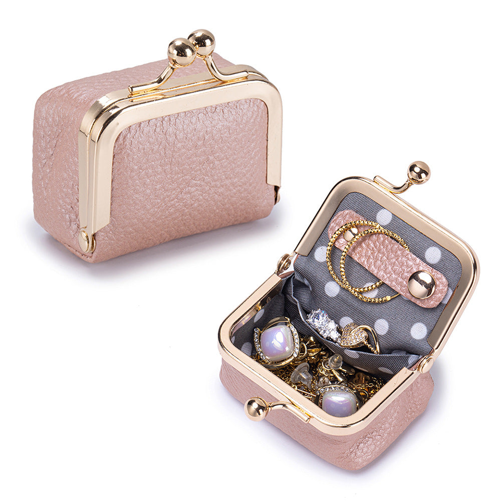 ✨ Premium Cowhide Kiss-Lock Purse – Mini Leather Wallet with Card Holders, Upgraded Chain & Quality Lining, Trendy Gift for Her