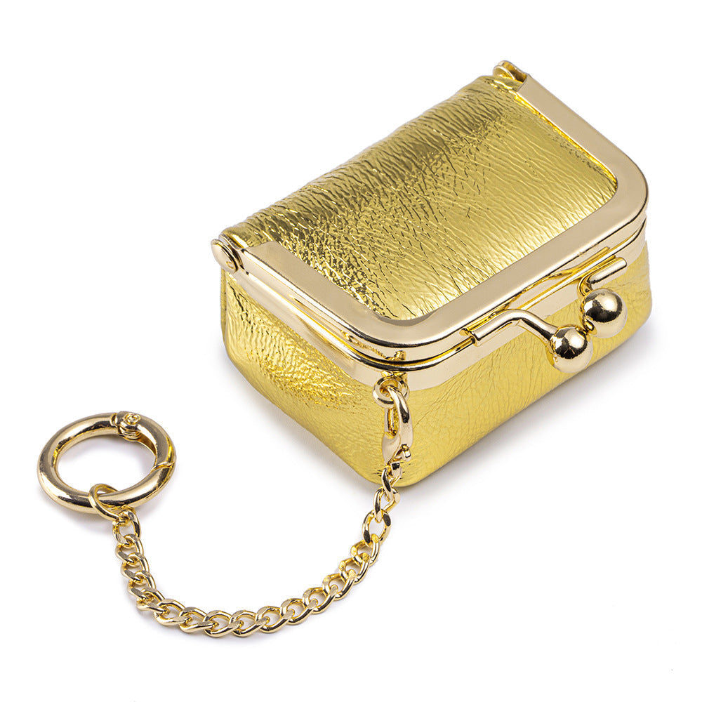 ✨ Premium Cowhide Kiss-Lock Purse – Mini Leather Wallet with Card Holders, Upgraded Chain & Quality Lining, Trendy Gift for Her