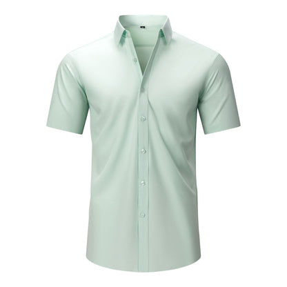 💪 Men's Stretch Slim Fit Short Sleeve Shirt – Button-Down Casual Style