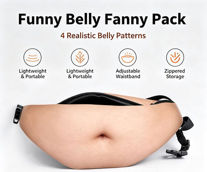 😂 Funny Belly Fanny Pack – Realistic Fake Belly Waist Bag