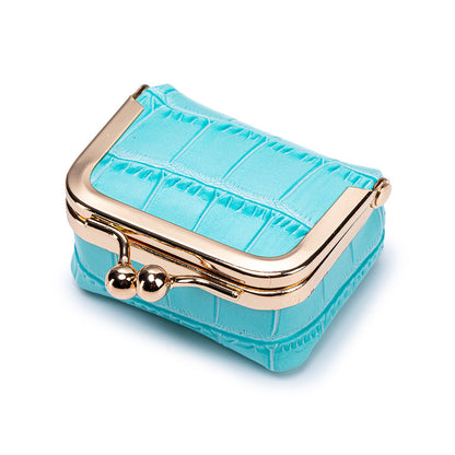 ✨ Premium Cowhide Kiss-Lock Purse – Mini Leather Wallet with Card Holders, Upgraded Chain & Quality Lining, Trendy Gift for Her