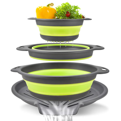 🥬 3-Piece Collapsible Colander Set – Space-Saving Kitchen Strainers for Pasta, Fruit & Vegetables
