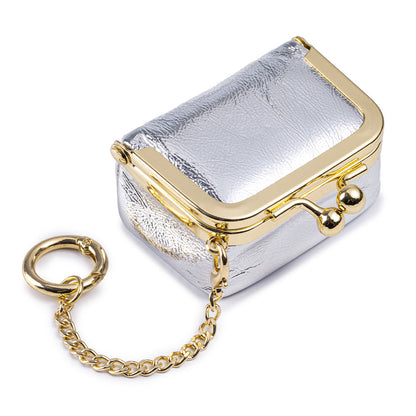 ✨ Premium Cowhide Kiss-Lock Purse – Mini Leather Wallet with Card Holders, Upgraded Chain & Quality Lining, Trendy Gift for Her