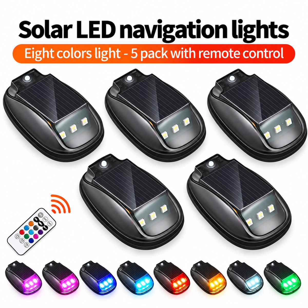 🌈 Solar RGB Car Roof Strobe Lights –🚗 5-Pack Wireless No-Drill Cab Light Set