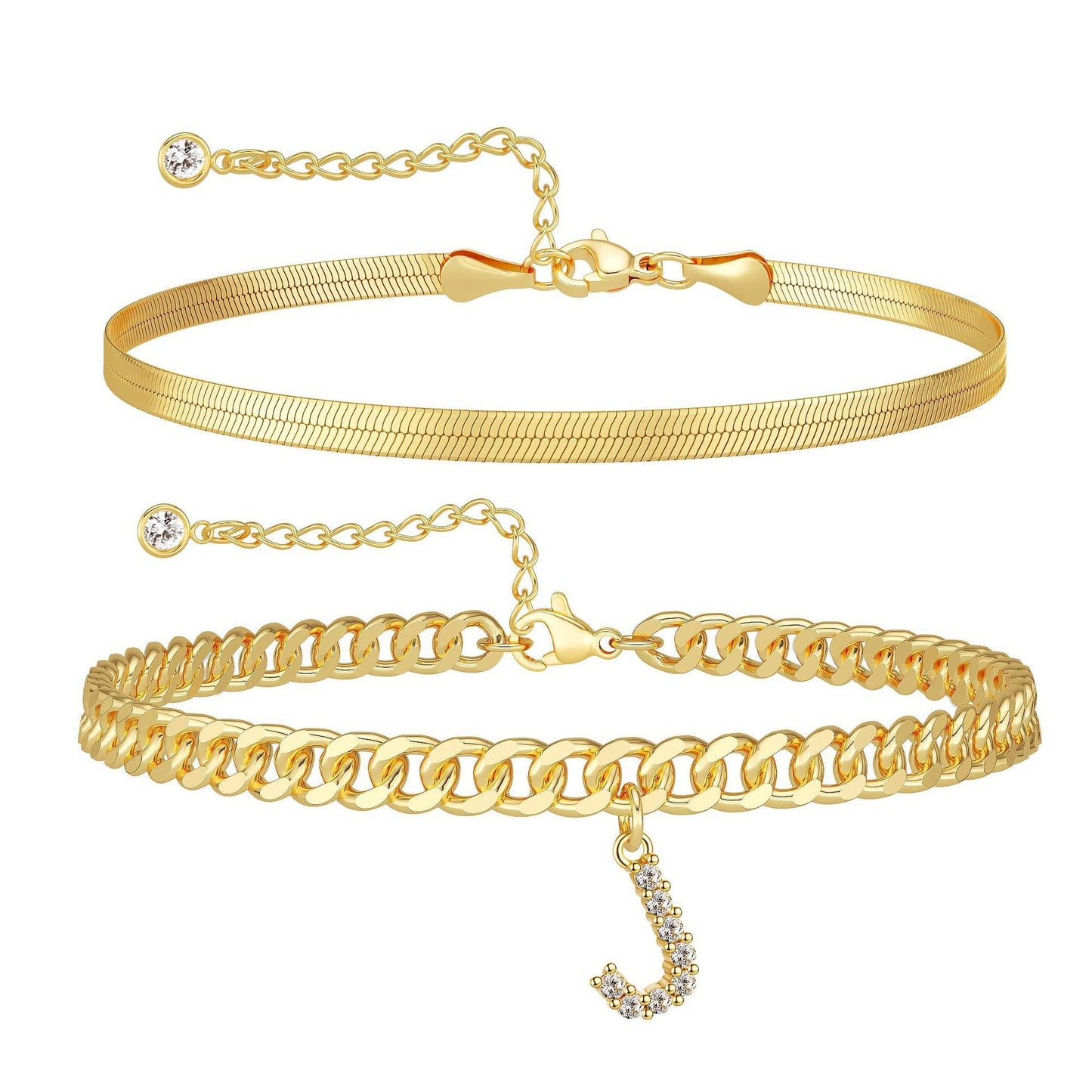 ✨ Gold Initial Anklet – 14K Gold Plated, Waterproof Adjustable Letter Pendant, Stackable Beach Jewelry