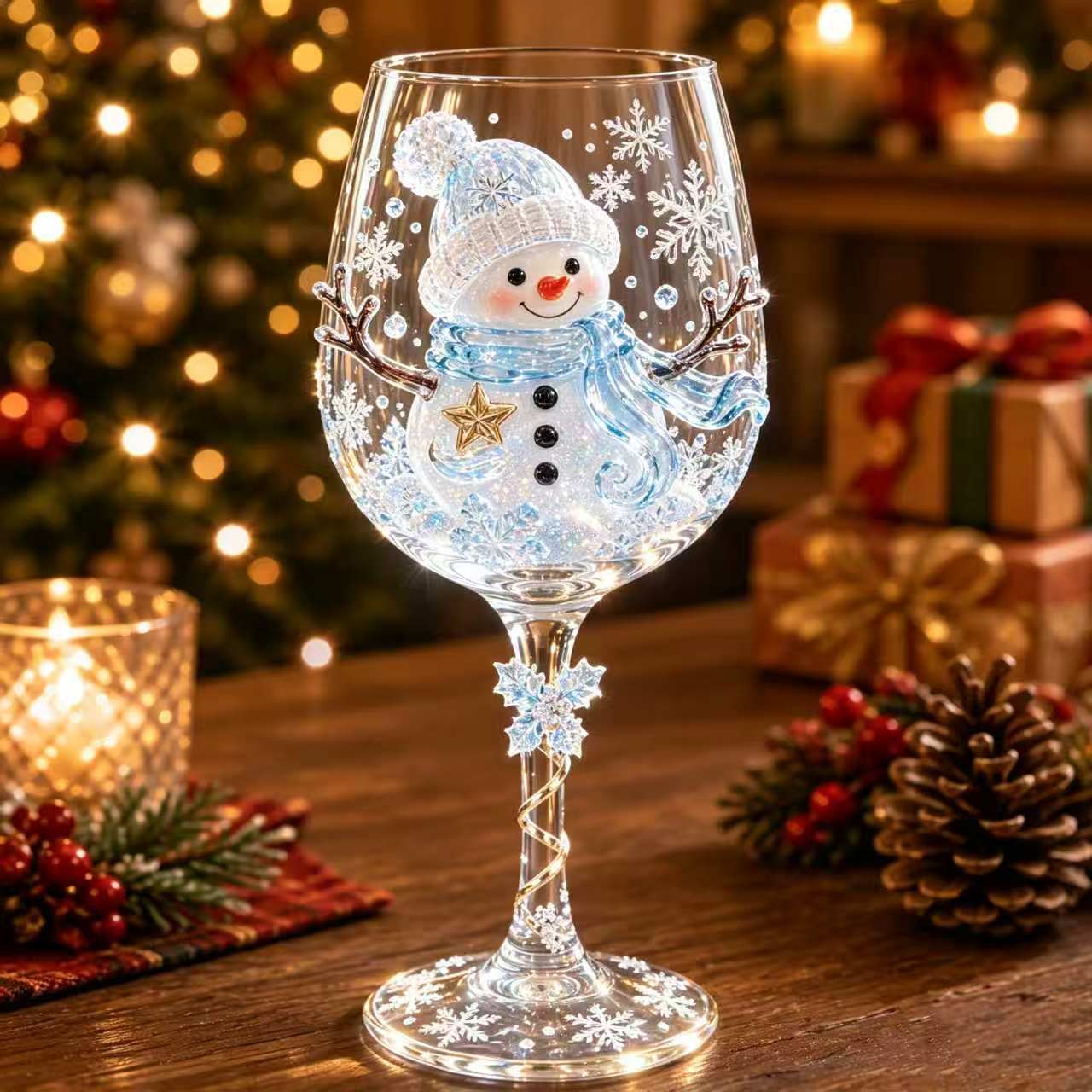 🎄 3D Christmas Collectible Stemmed Glass – 6 Festive Designs
