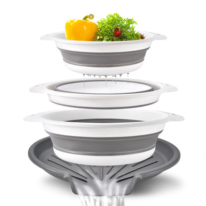 🥬 3-Piece Collapsible Colander Set – Space-Saving Kitchen Strainers for Pasta, Fruit & Vegetables