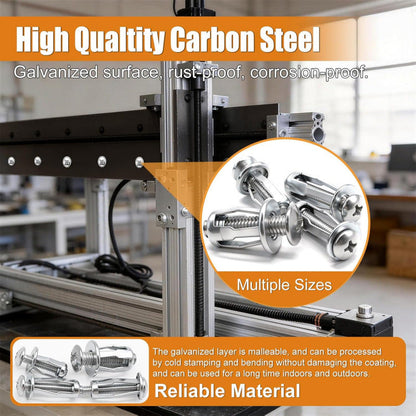 Heavy-Duty Rivet Nut Set (30/48/90PCS) - Carbon Steel Threaded Inserts with Rust-Resistant Zinc Coating, M4 M5 M6 Fasteners for Automotive, Furniture & DIY Repairs