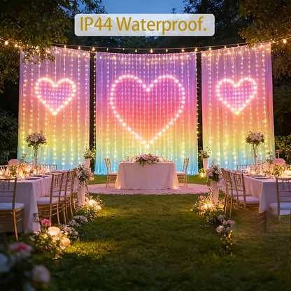 🎄 Smart RGB Pixel Curtain Lights – App-Controlled Animated Holiday Display for Balcony & Window Decor-2m*2m