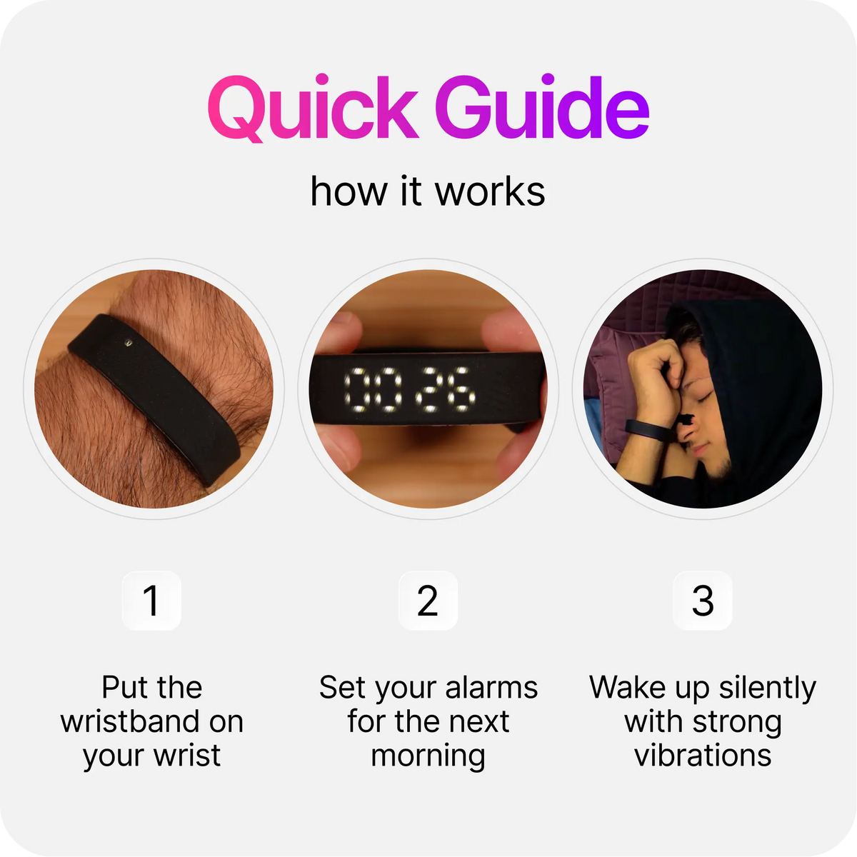 ⌚  Silent Vibration Alarm Clock - Wrist-Worn Wake-Up Device for Heavy Sleepers