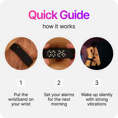 ⌚  Silent Vibration Alarm Clock - Wrist-Worn Wake-Up Device for Heavy Sleepers