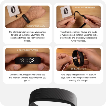 ⌚  Silent Vibration Alarm Clock - Wrist-Worn Wake-Up Device for Heavy Sleepers