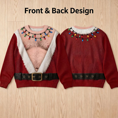 🎅 Be the Life of the Christmas Party! Hilarious Hairy Chest Santa Ugly Sweater 🎄✨