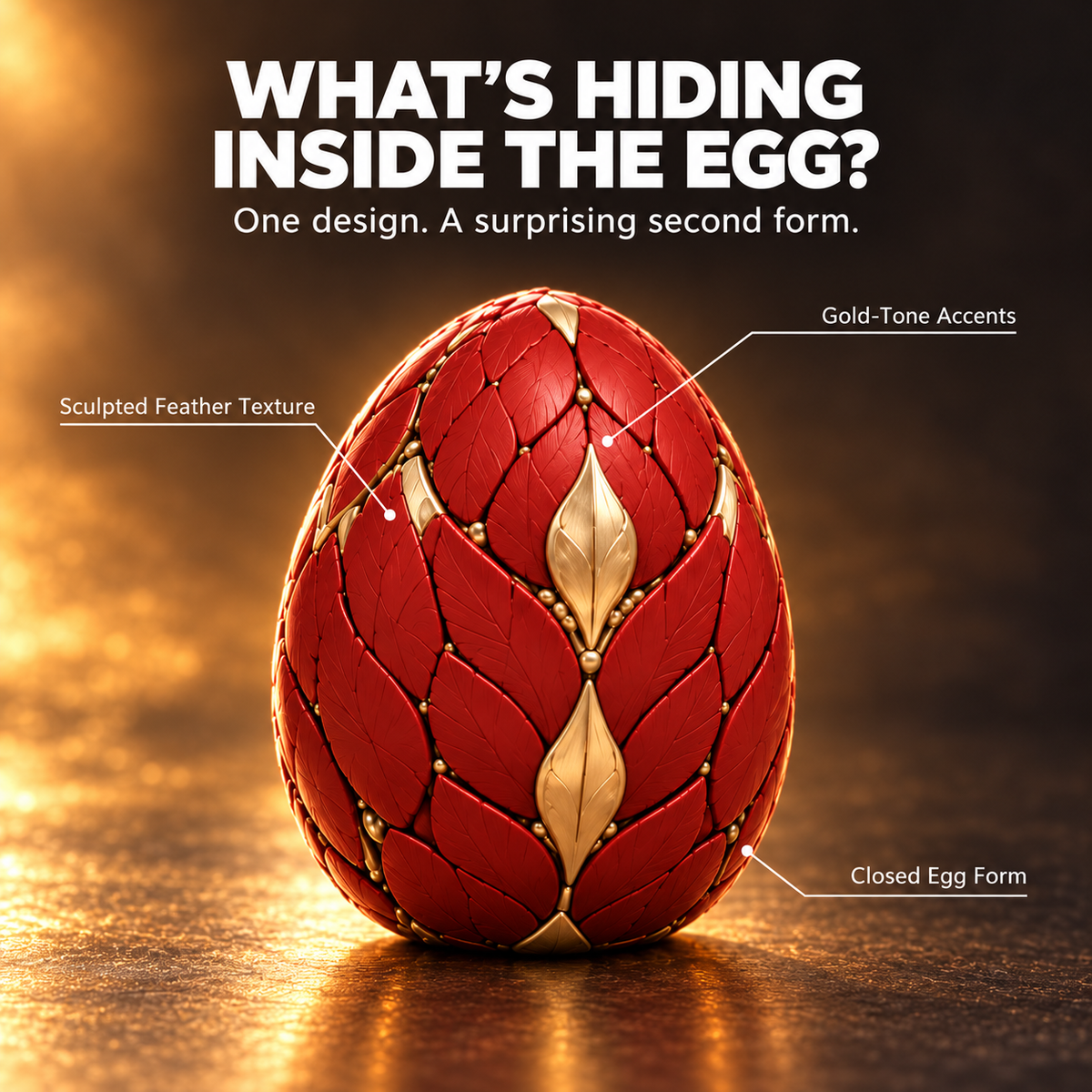 🔥 LIMITED-TIME OFFER | Red & Gold Egg-to-Phoenix Transforming Figure