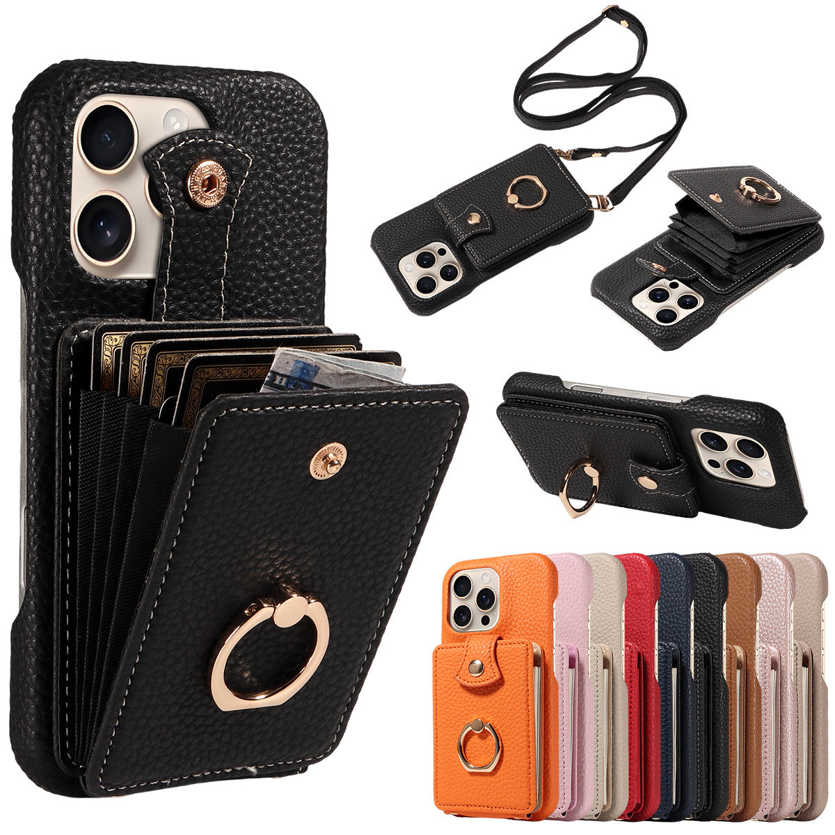 🔥🔥🔥All-in-One Crossbody Wallet Phone Case with Card Holder & Ring Grip