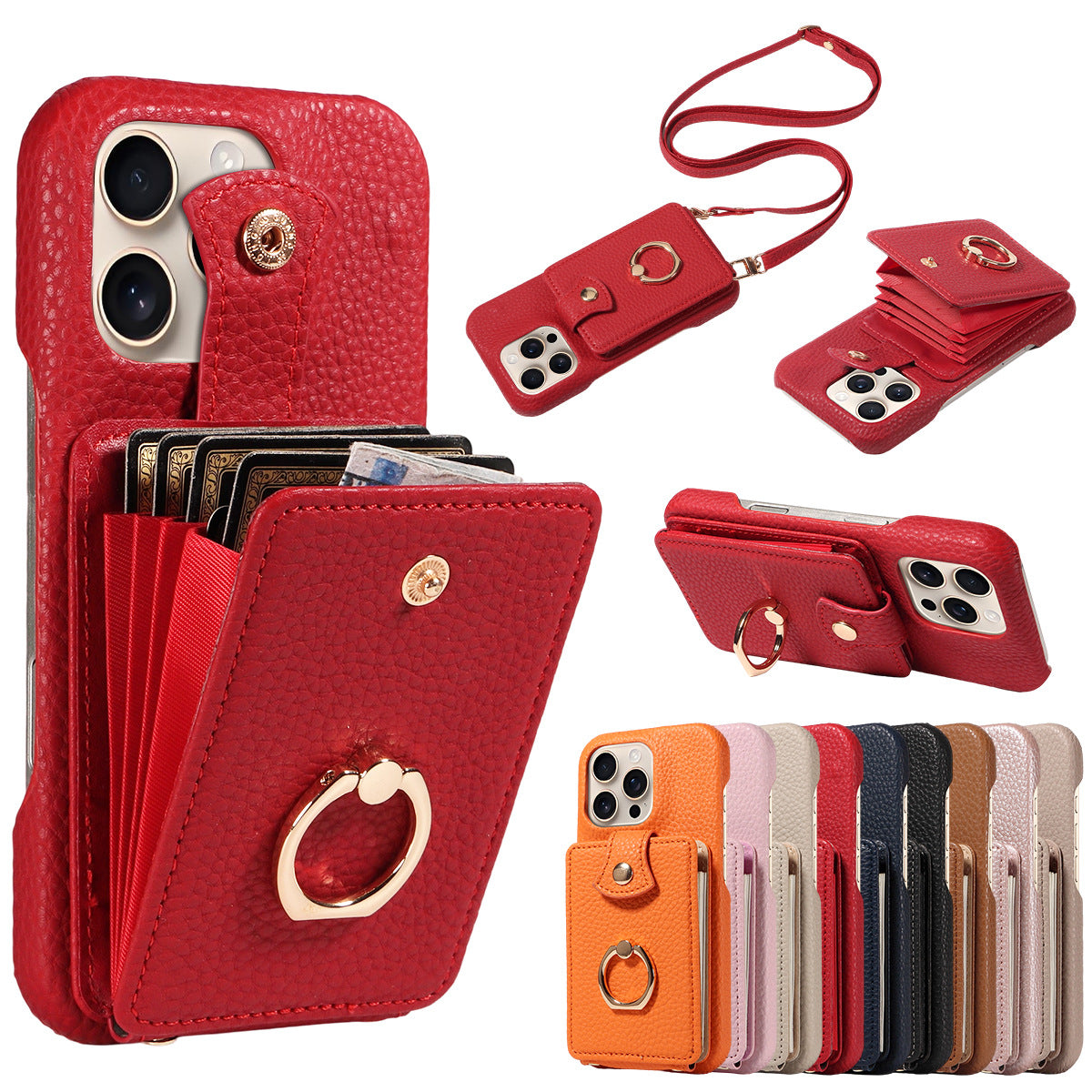 🔥🔥🔥All-in-One Crossbody Wallet Phone Case with Card Holder & Ring Grip