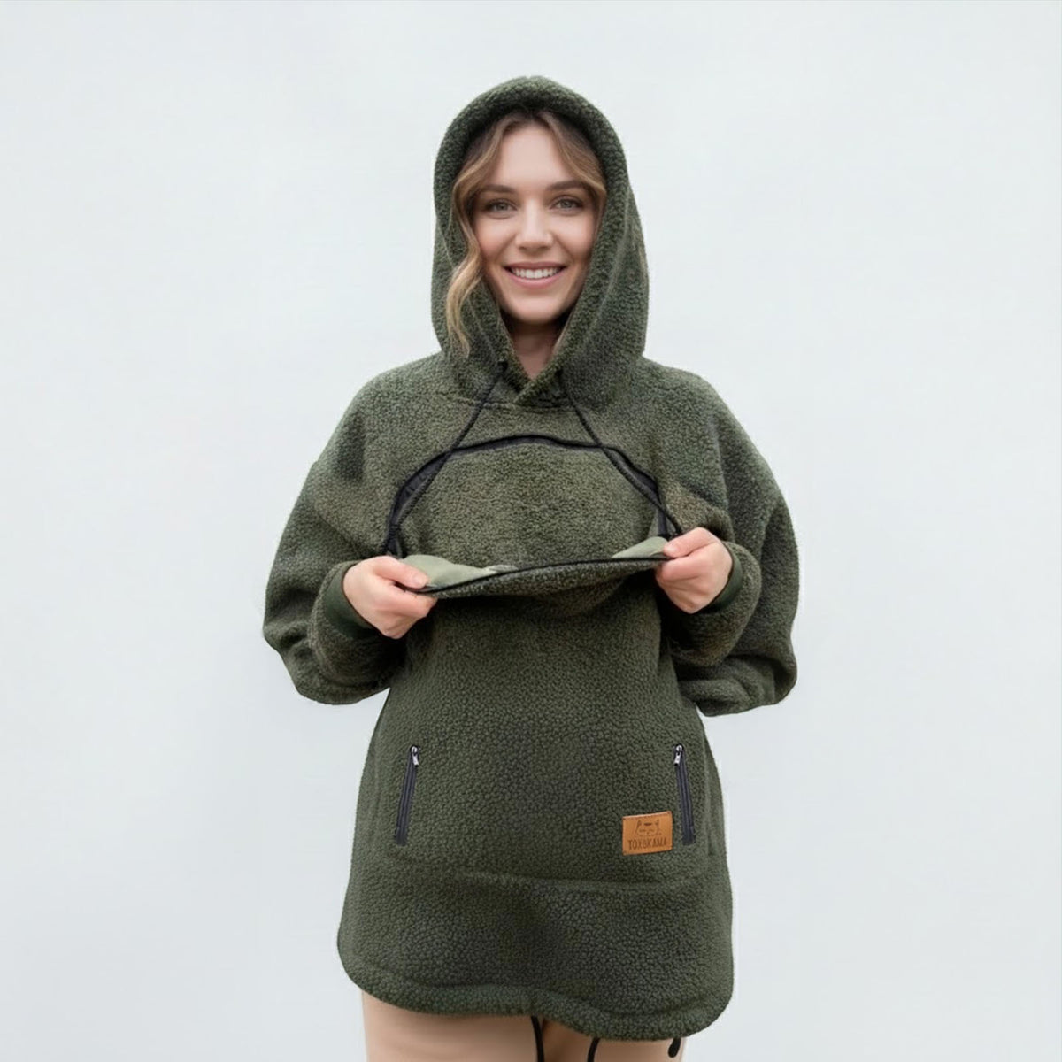 🐾 Cozy Fleece Pet Bonding Pouch Hoodie – Warm & Supportive Small Pet Carrier Clothing