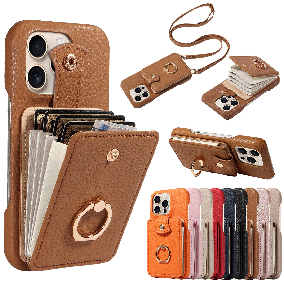 🔥🔥🔥All-in-One Crossbody Wallet Phone Case with Card Holder & Ring Grip
