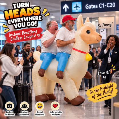 😂 2026 2-Person Inflatable Llama Costume – Hilarious Double Rider Party Outfit