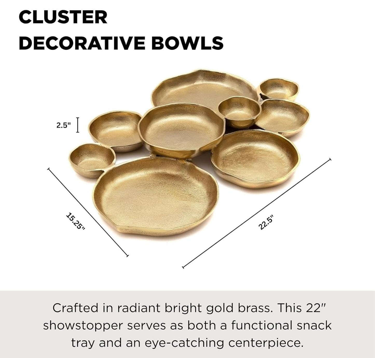 🔥 Limited-Time Sale🔥🍽️ Cluster Accent Bowls – Shiny Gold Snack & Appetizer Serving Dish