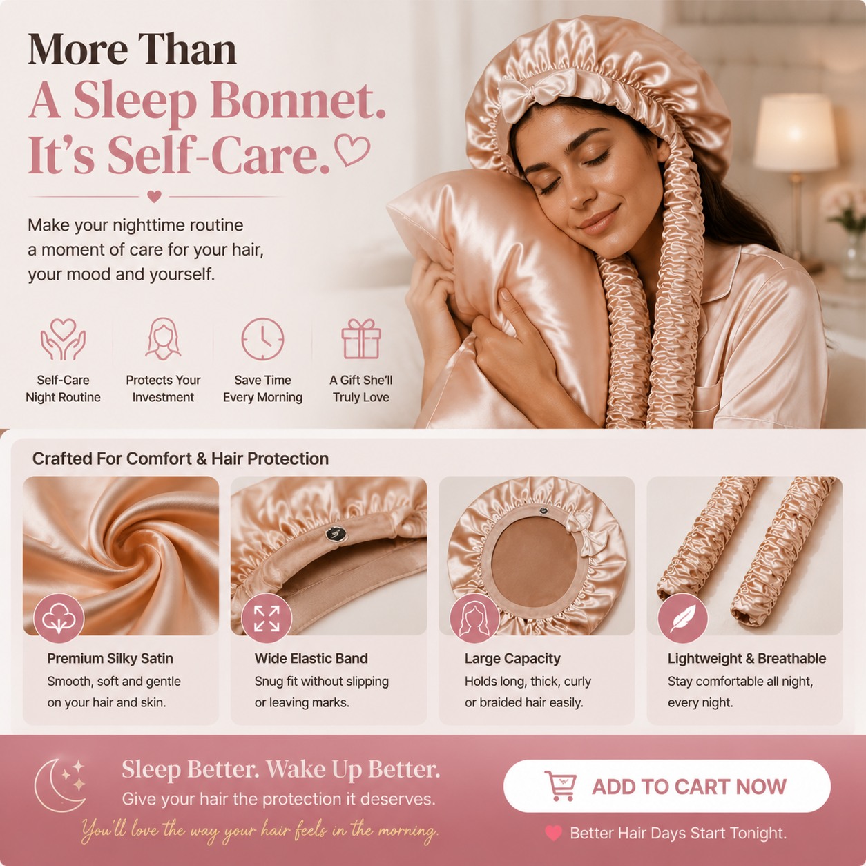 Luxury Satin Hair Bonnet | Wake Up With Smooth & Beautiful Hair
