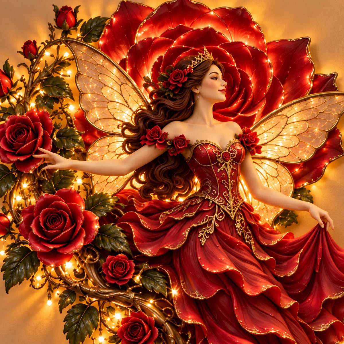 🌹🧚‍♀️Enchanted Flower Fairy Wall Light✨Cascading Floral Decor
