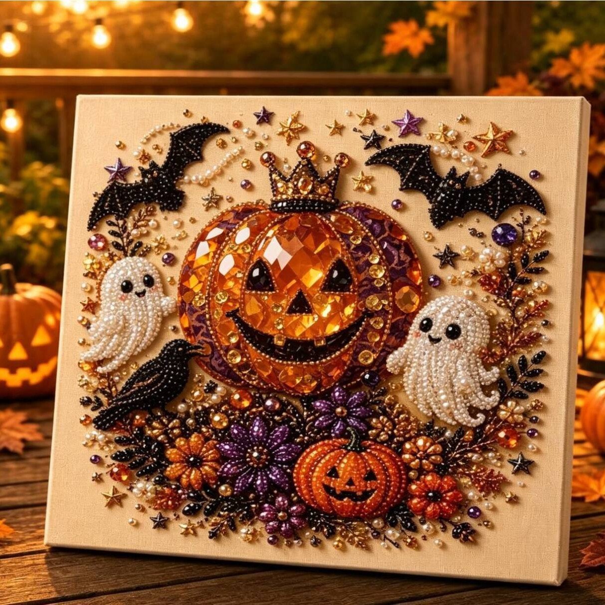 🔥LAST DAY 50% OFF - 🎃 Halloween Pearl Diamond Art Kit – DIY 3D Sparkling Bead Painting Craft For Spooky Home Decor