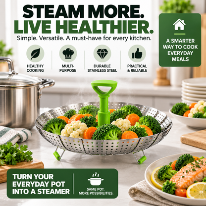 🥦 Expandable Folding Steamer Basket – Turn Your Everyday Pot Into a Steamer