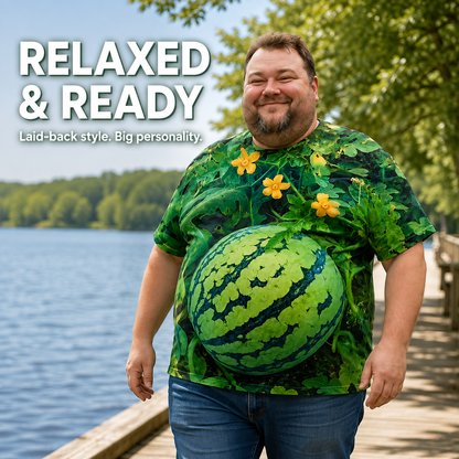🍉 Funny 3D Watermelon T-Shirt for Men – 100% Cotton Summer Novelty Tee S–6XL