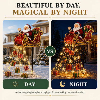 🔥Free Shipping - 🎅✨ 2026 New Santa’s Flying Sleigh Gift Cascade – Solar Christmas Garden Light