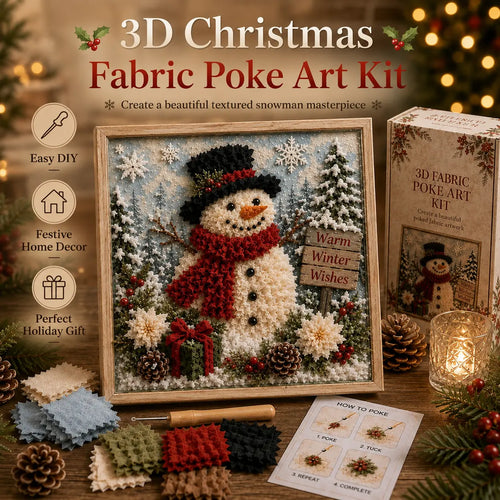 ⛄ CHRISTMAS SPECIAL | DIY Snowman Fabric Poke Art Kit – Handmade 3D Holiday Decoration Craft Set