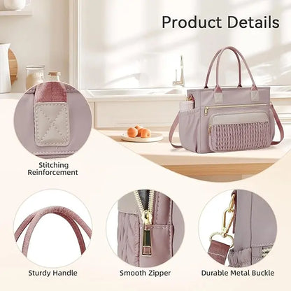 👜 Stylish Insulated Lunch Tote Bag for Women – Leakproof Cooler Bag with Multiple Pockets & Adjustable Shoulder Strap