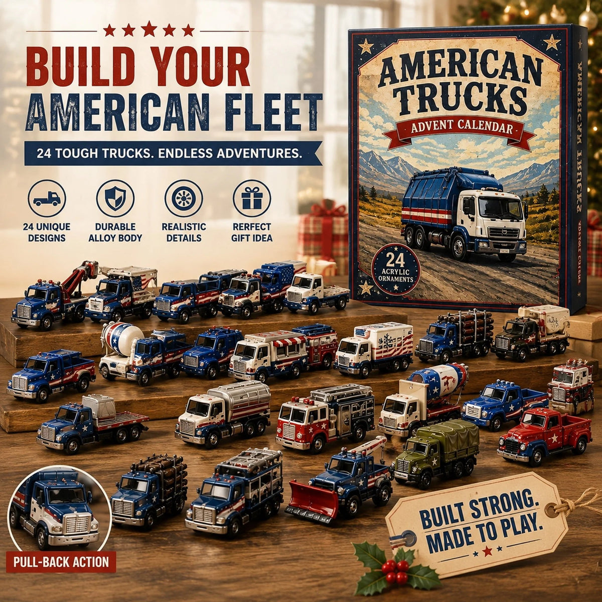 🔥HOT SALE 49% OFF🚚American Trucks Advent Calendar 2026 – 24 Days of Collectible Mini Truck Surprises, Acrylic Charms Blind Box