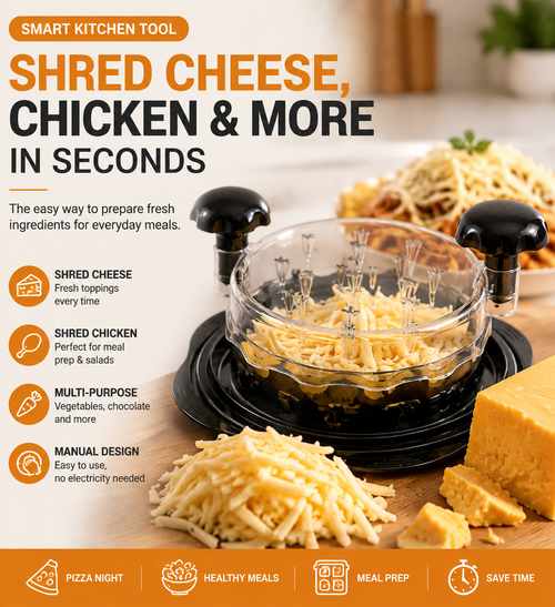 🧀 Manual Food Shredder | Cheese & Chicken Shredder for Fast Multi-Purpose Kitchen Prep🍗